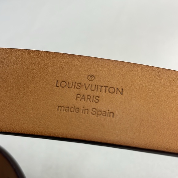 Authentic LOUIS VUITTON SAN TULLE brown leather belt size 33 with COA - Picture 6 of 10